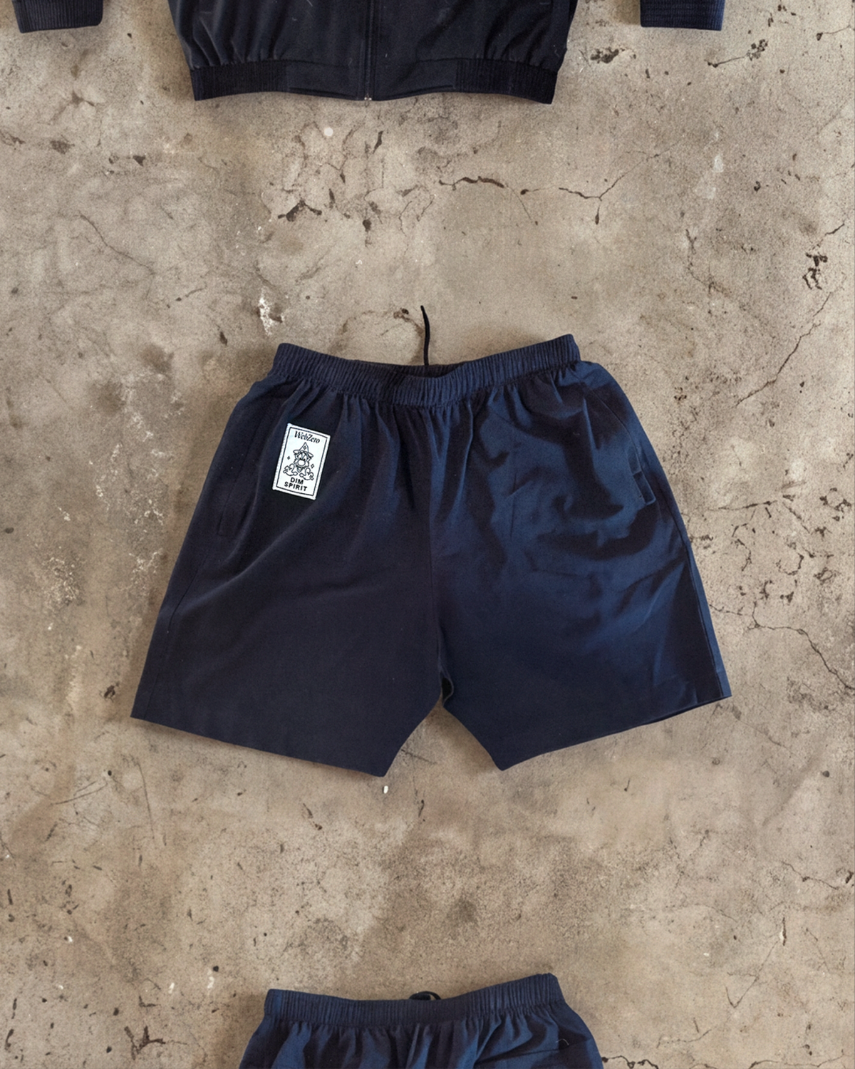 Dim Spirit x WebZero windbreaker shorts, front